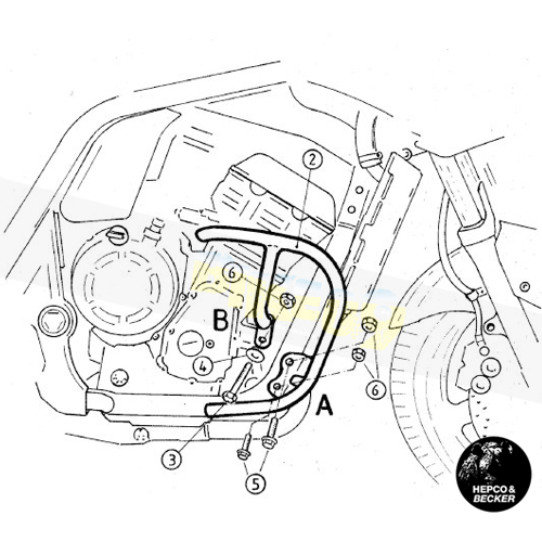 야먀하 FZS 1000 페이저 엔진 프로텍션 바- 햅코앤베커 오토바이 보호가드 엔진가드 501431 00 01